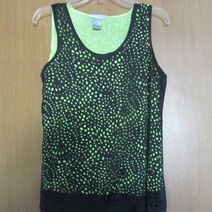 ALBERTO MAKALI Women's Top Size S Black w/ Cut-outs Revealing Neon Green Lining